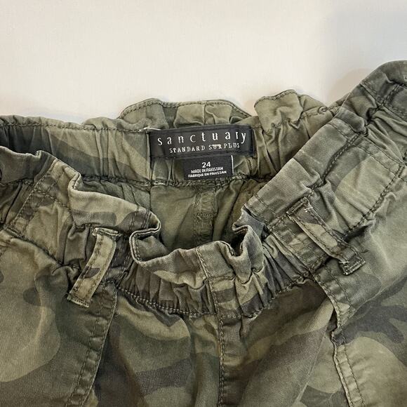 Sanctuary Camo Paperbag Shorts High Waist Cuffed Womens S - Picture 3 of 6